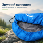 Спальний мішок Desert Fox 210×75 см, легкий 1 кг, спальник туристичний +15.+25°C (синій) - Зображення 2