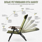 Складне крісло шезлонг BISINNA з регулюванням 5 положень, кемпінгове крісло з підголівником - Зображення 2